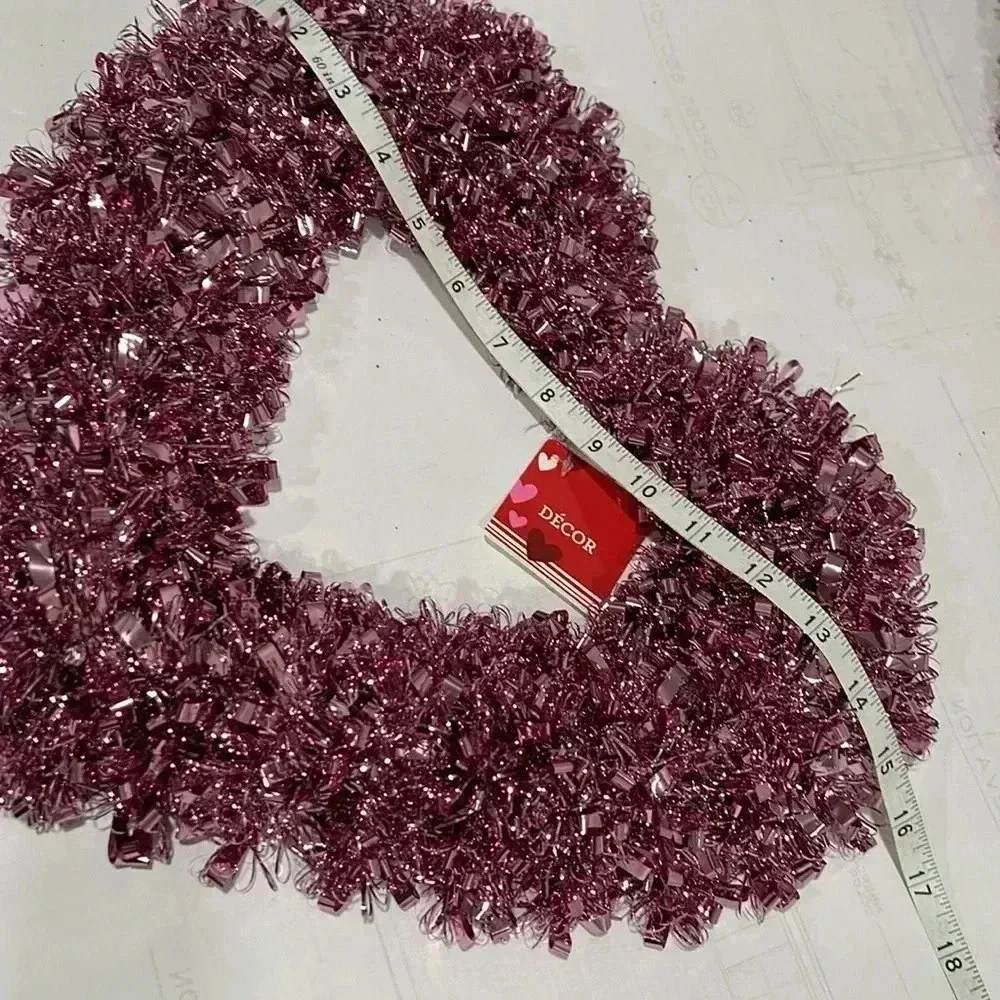 14” Pink Tinsel Heart